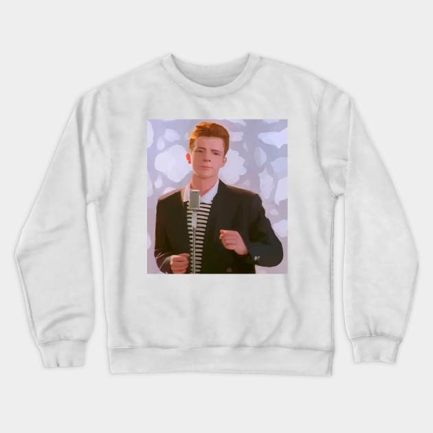 rick roll meme Crewneck Sweatshirt by aesthetic shop